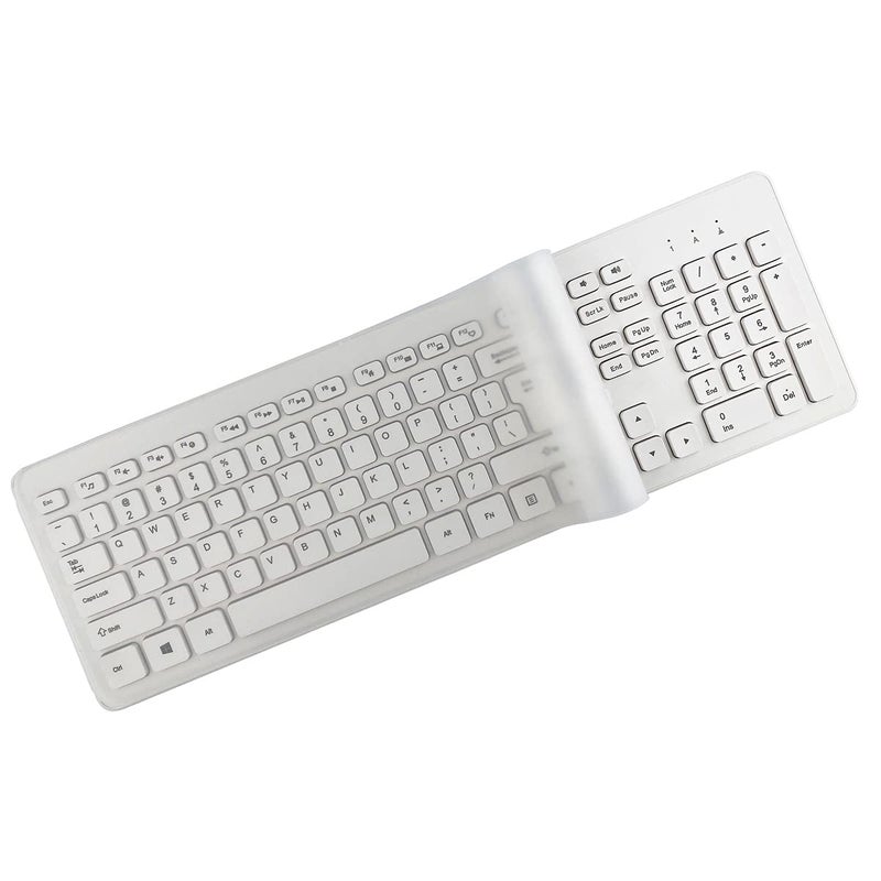 MUBUY-GOL Universal Computer Desktop Keyboard Cover Skin (17.52" x 5.51") for Standard Size PC Computer Desktop Keyboards, Clear Waterproof Anti-Dust Silicone-Clear - Image 1